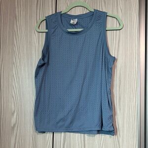 Stylish Blue Perforated Tank Top